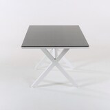 thumbnail of Mesa auxiliar de jardín, Tamaño: 80x140x65 cm, Aluminio reforzado color blanco, Todo el tablero es de cristal templado estilo cerámica