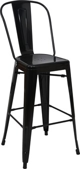 thumbnail of 4er-Set Barhocker mit Lehne | Sitzhöhe 77cm | Metall Industriedesign | Schwarz | Barstuhl Tresenhocker mit Lehne