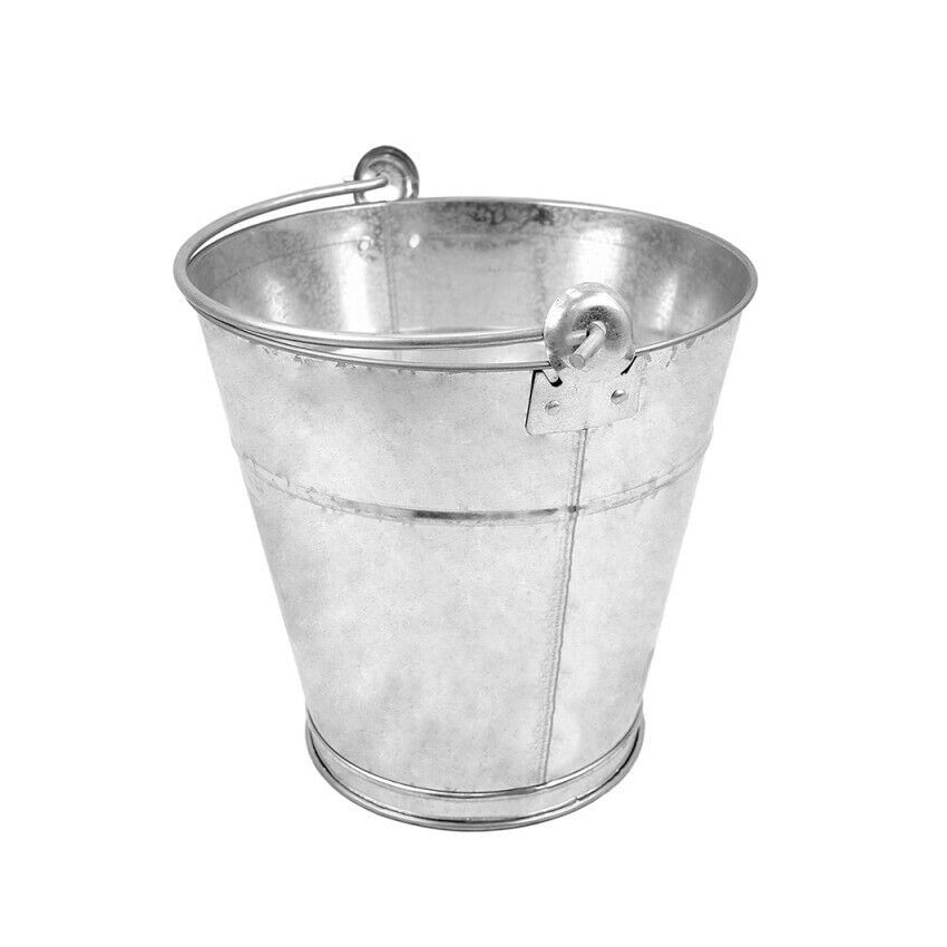 Cubo de metal galvanizado de 16 litros para trasporte de materiales o líquidos con asa