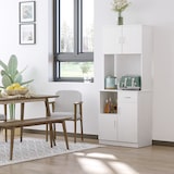 thumbnail of HOMCOM Alacena de Cocina Mueble Auxiliar Buffet para Microondas con 3 Armarios de Puertas Balda Ajustable Cajón y Estante Abierto 71x41x178 cm Blanco