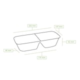 thumbnail of greenbox - Pratos de menu de cana-de-açúcar 1000 ml, 23 x 14,5 x 5 cm, 2 compartimentos, retangular, 50 un.