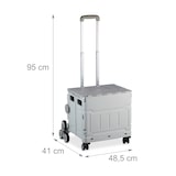 thumbnail of Relaxdays Einkaufstrolley Treppensteiger, klappbar, Einkaufskorb mit Rollen, Deckel, Teleskopgriff, bis 50 kg, weiß/grau