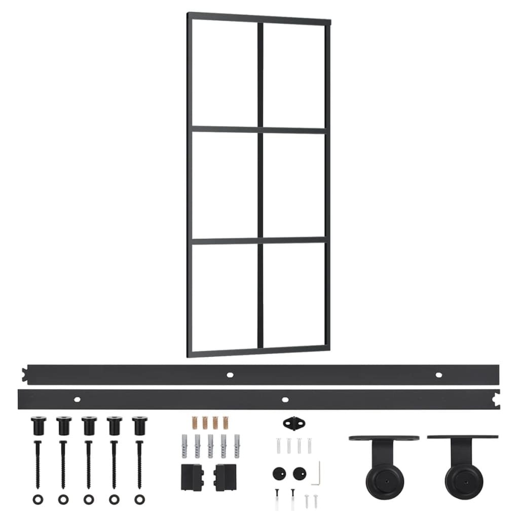 vidaXL Schiebetür mit Beschlag ESG-Glas & Aluminium 90x205 cm
