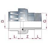 thumbnail of PVC Fittings, Klebemuffe, PVC-U Verschraubung 63mm x 2"