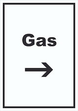 thumbnail of Gas Schild mit Text und Richtungspfeil rechts Anschluss hochkant A5 (148x210mm)