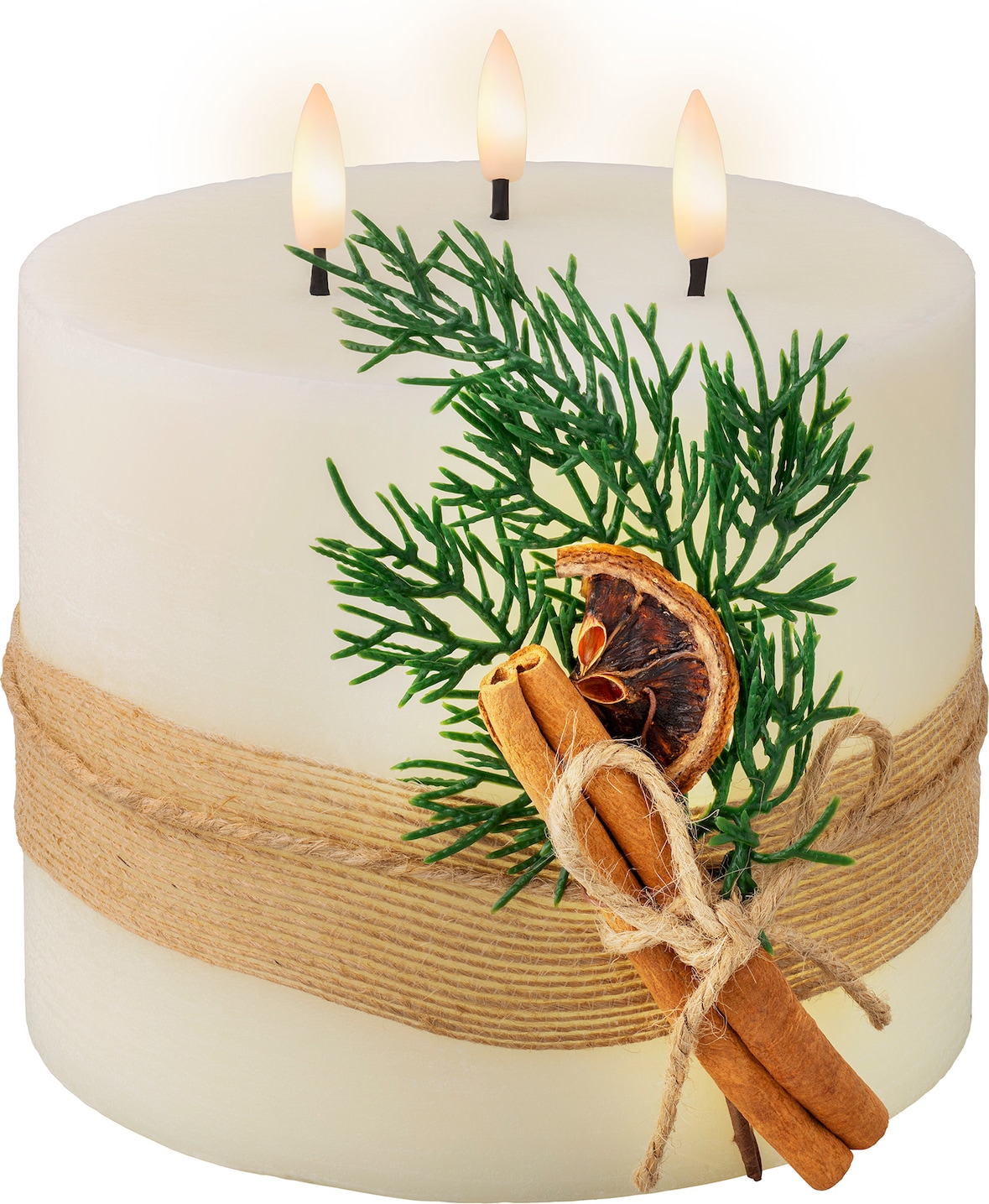 LED Kerze batteriebetrieben 3 flammig mit Timer Wachs 15cm Weihnachtsdeko Kerzen Wachskerzen Weihnachtskerzen Warmweiß Dekokerze
