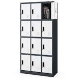 thumbnail of Schließfachschrank Spind BERN - 12 Fächer, Etikettenhalter | Wertfachschrank Umkleideschrank Metall Kleiderspind, 185x90x40cm Anthrazit-Weiß