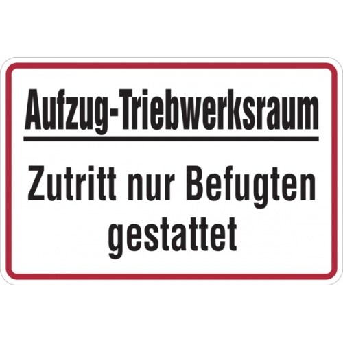 Hinweisschild, Aufzug-Triebwerksraum, 200 x 300 mm - 300x200 mm Folie selbstklebend