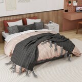 thumbnail of Modernes Minimalistisches Bettgestell 160x200 cm in Grau aus niederländischem Samt, zeitgemäßes Schlafzimmermöbel