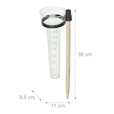 thumbnail of Relaxdays Regenmesser 2er Set, mit Stab, Niederschlagsmesser Garten, Skala 35mm/m², Kunststoff & Holz, natur/transparent