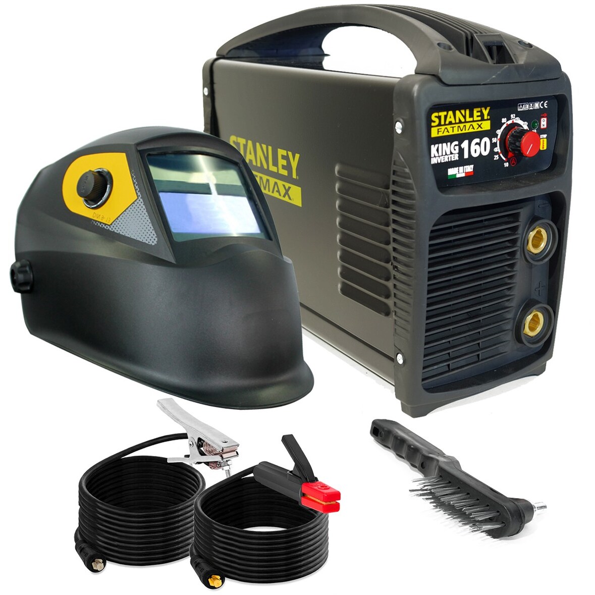 Pro 160 Amp KING160 Professioneel MMA lasapparaat + Automatisch 9/13 lasmuts STANLEY FATMAX 100% Werkcyclus