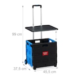 thumbnail of Relaxdays Einkaufstrolley klappbar, bis 35 kg, 50 l Kiste, mit Teleskopgriff, 2 Rollen, Transport Trolley, blau/schwarz