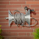 thumbnail of Relaxdays Schlauchtrommel, ohne Schlauch, Edelstahl, für die Wand, Schlauchroller, H x B x T: 27 x 47 x 35 cm, silber