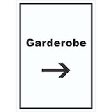 thumbnail of Garderobe Schild mit Text Richtungspfeil rechts Kleidung aufbewahren hochkant A4 (210x297mm)