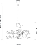 thumbnail of Cesto - Kronleuchter aus elfenbeinfarben gebeiztem und lackiertem Eisen, 8 Lichter, 112 - Ø85 - BL274-8-AV