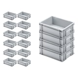 thumbnail of PROREGAL 16x Eurobehälter mit geschlossenem Griff und Scharnierdeckel | HxBxT 12x30x40cm | 11 Liter | Grau | Eurobox