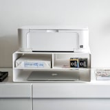 thumbnail of Yamazaki Druckerstation Druckerregal Druckertrolley Druckerschrank mit Rollen 48x19x37cm Metall weiß