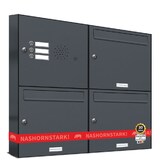 thumbnail of AL Briefkastensysteme 3 Fächer Premium Wand Briefkasten Anlage A4, in RAL 7016 Anthrazit Grau, robust, wetterfest, Artikelnummer: 331P3EA2KSP7016