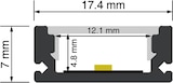 thumbnail of 2 m flaches Aluminiumprofil-Set für LED-Streifen L2000 x 17,4 x 7 mm
