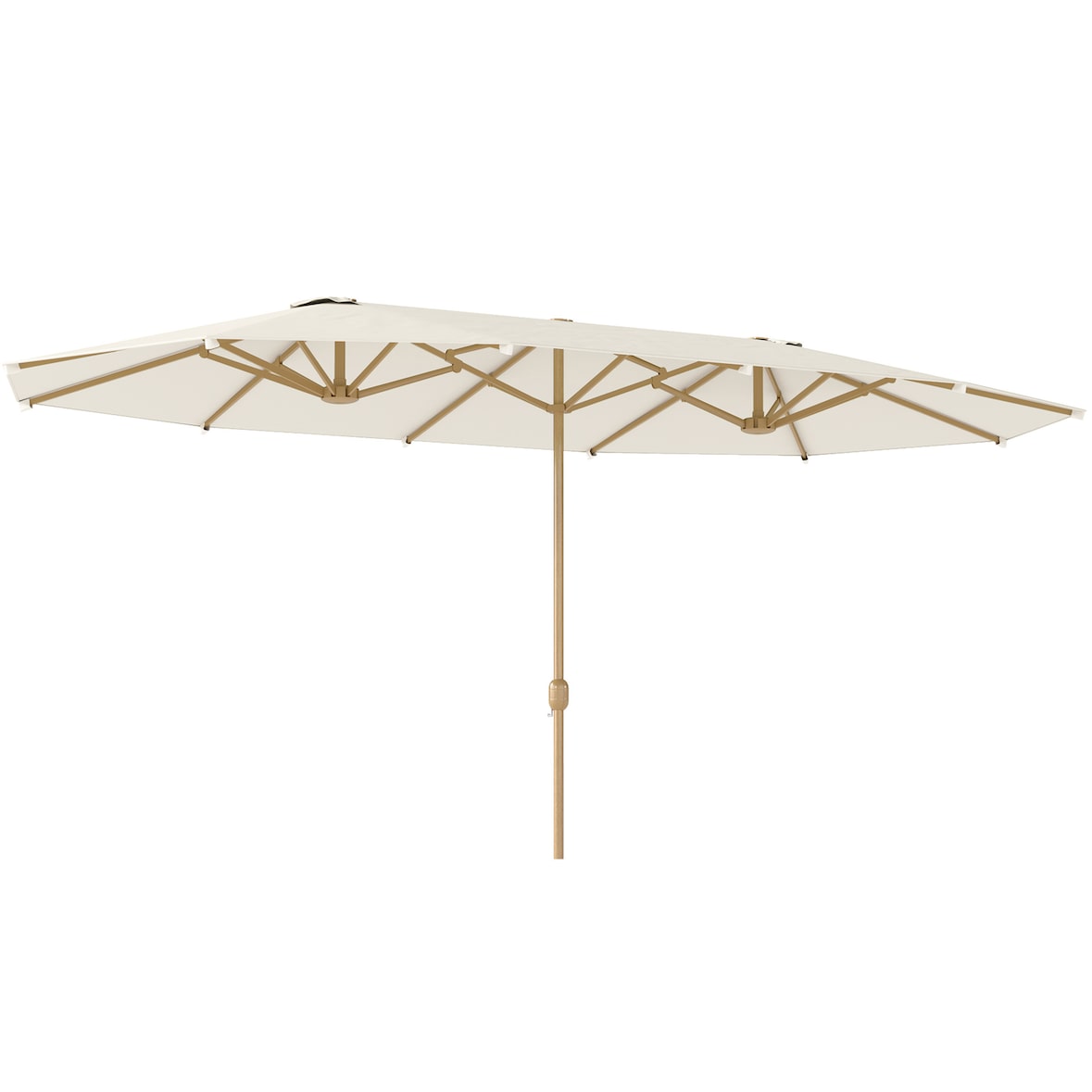 Outsunny sombrilla doble 4,6x2,7 m sombrilla terraza exterior con manivela manual resistente al agua y protección solar beige
