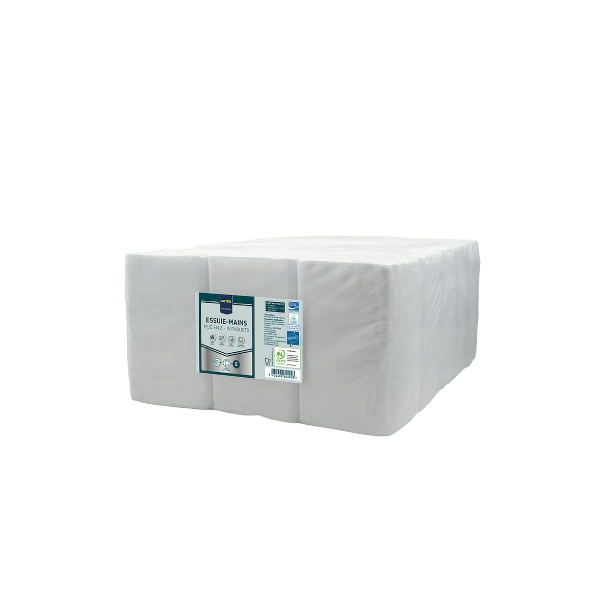 METRO PROFESSIONAL Essuie-mains à usage unique plié en Z (200 feuilles) x 15