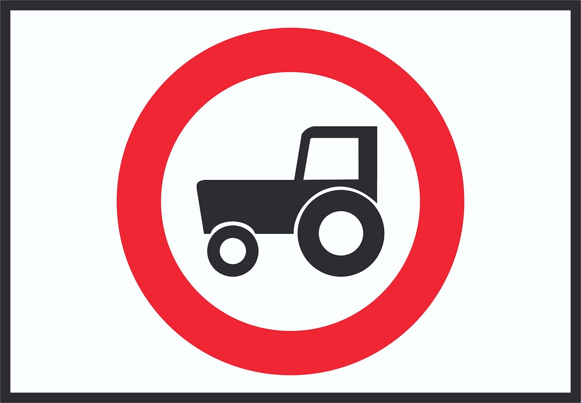 Durchfahrt verboten Trecker Symbol Schild A0 (841x1189mm)