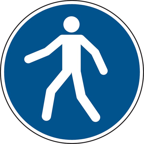 Gebotsschild, Fußgängerweg benutzen M024 - ASR A1.3 (DIN EN ISO 7010) - 100 mm Folie selbstklebend