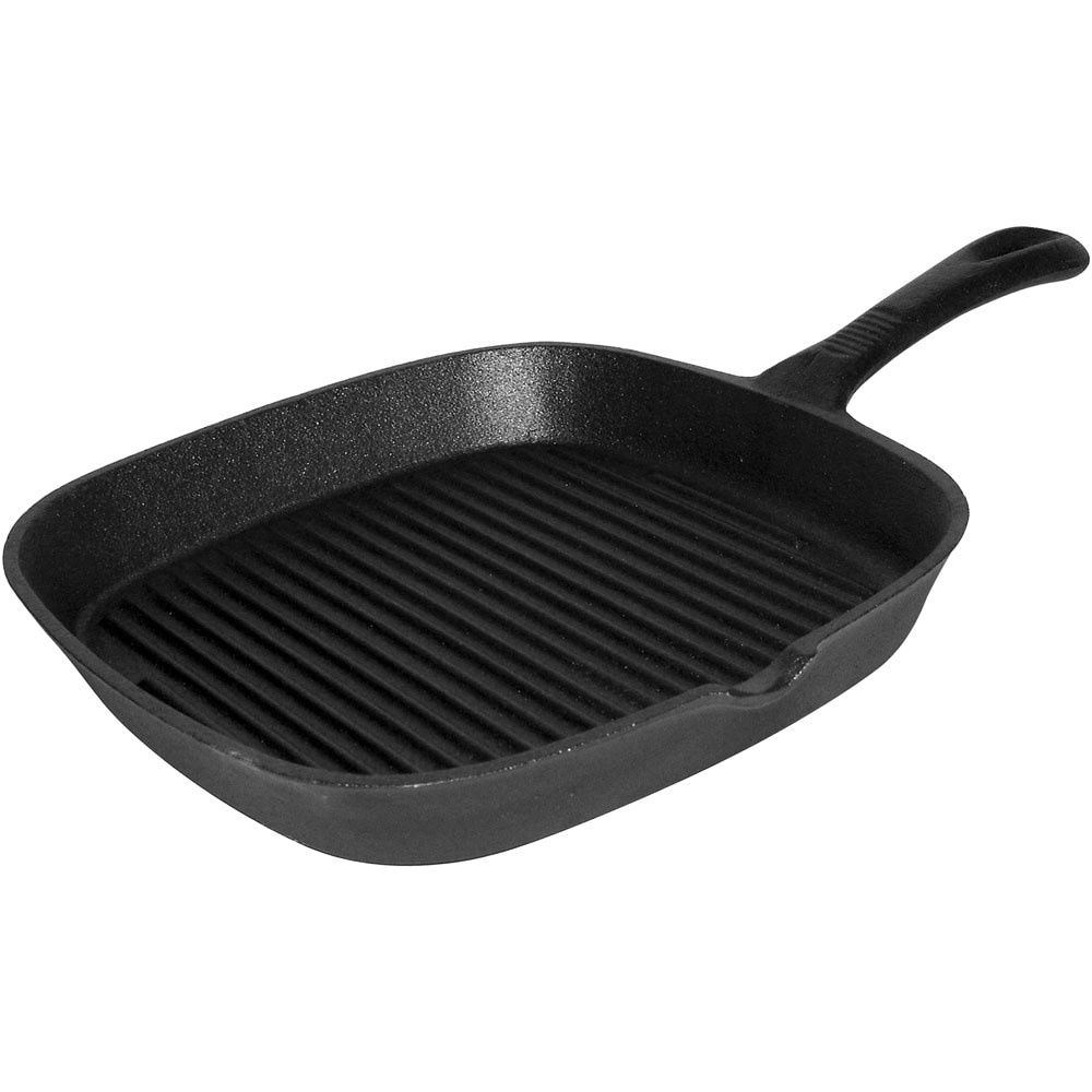 Stalgast Grillpfanne aus Gusseisen, gerillt, Abmessung 24 x 24 cm