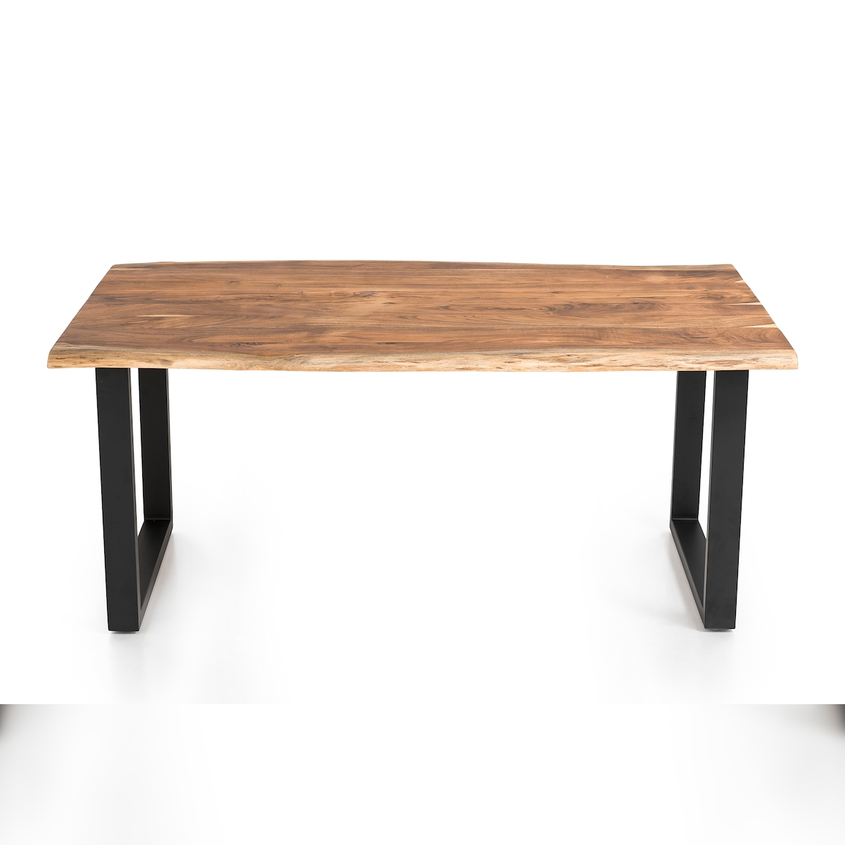 SalesFever Esstisch 160x85 cm | Baumkante 3,5 cm | massiv Akazie Natur mit U-Gestell Schwarz