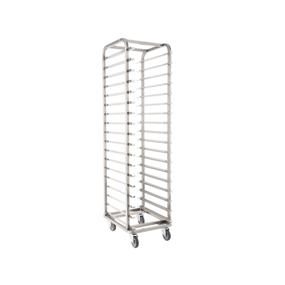 Carrello Portateglie su Ruote in Acciaio inox AISI 430, per Teglie 40x60 Cm 18 Posti Teglie