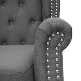 thumbnail of Sillón Chesterfield, sillón reclinable club wing chair, tela/textil repelente al agua ~ gris oscuro sin otomana