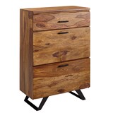 thumbnail of Kommode 80x120x41,5 cm Sheesham Massivholz / Metall Flurkommode, Sideboard Highboard mit Baumkante, Kommodenschrank Holz Modern, Standschrank