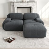 thumbnail of Merax Modulares Cord Sofa 2-Sitzer mit 1x Hocker, Cloud Sofa rahmenlos, bodennah mit tiefer Sitzfläche, weich & bequem, rutschfest, Grau