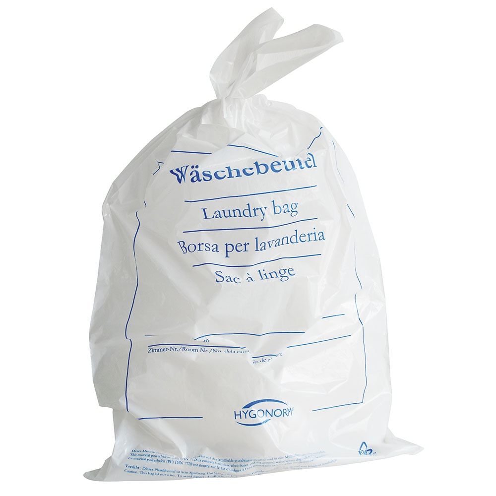 10x100 Wäschebeutel Classic einweg 38x54 cm mit blauem Aufdruck Wäschesack