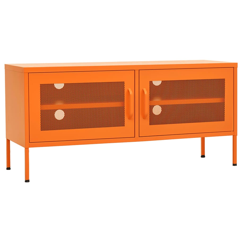 Helloshop26 - Meuble TV multimédia étagère télévision buffet téléviseur salle à manger salon chambre 105 x 35 x 50 cm Acier orange 02_0025691