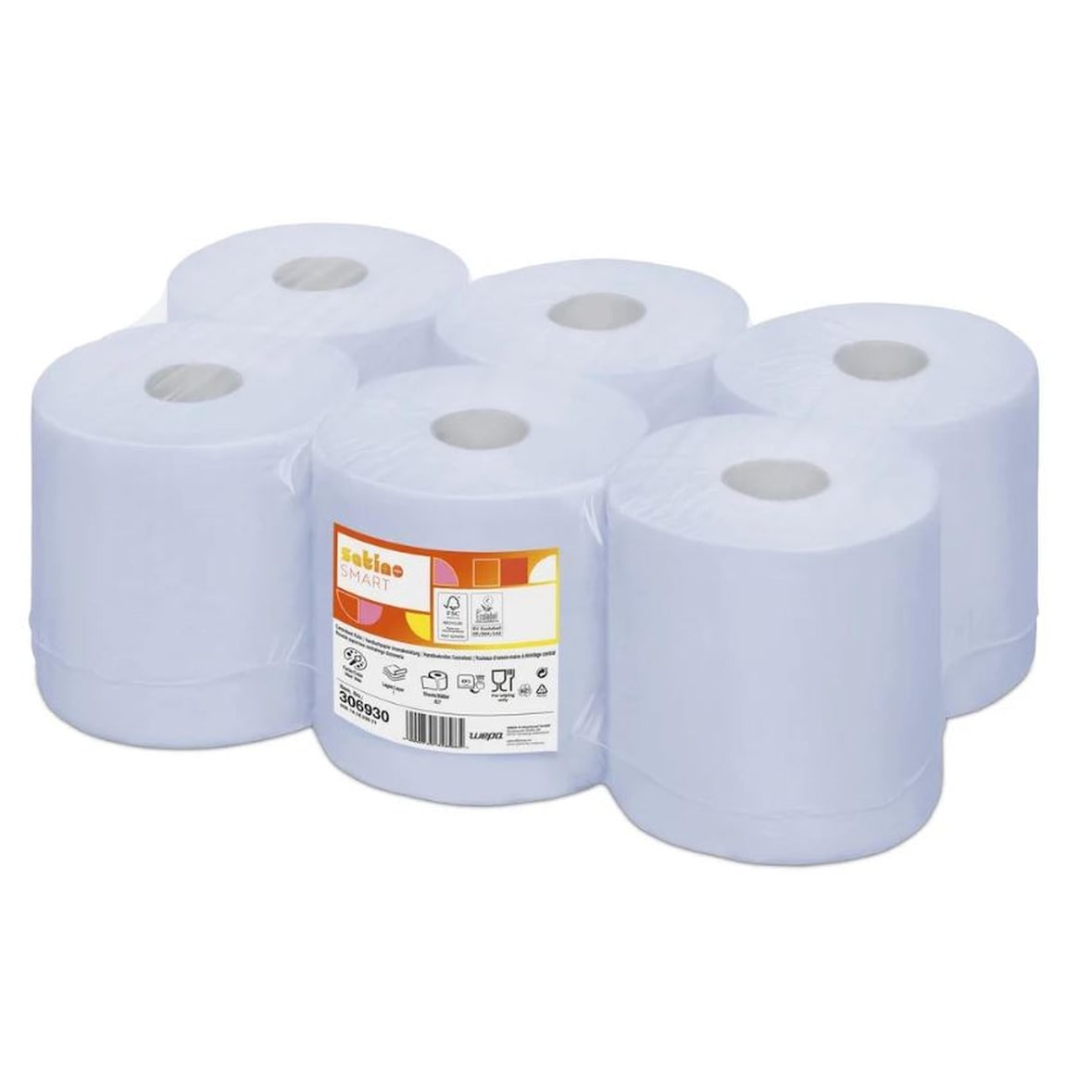 Satino Putzrollen midi 100% recycled - 1-lagig - 20 cm - blau - 6 Rollen