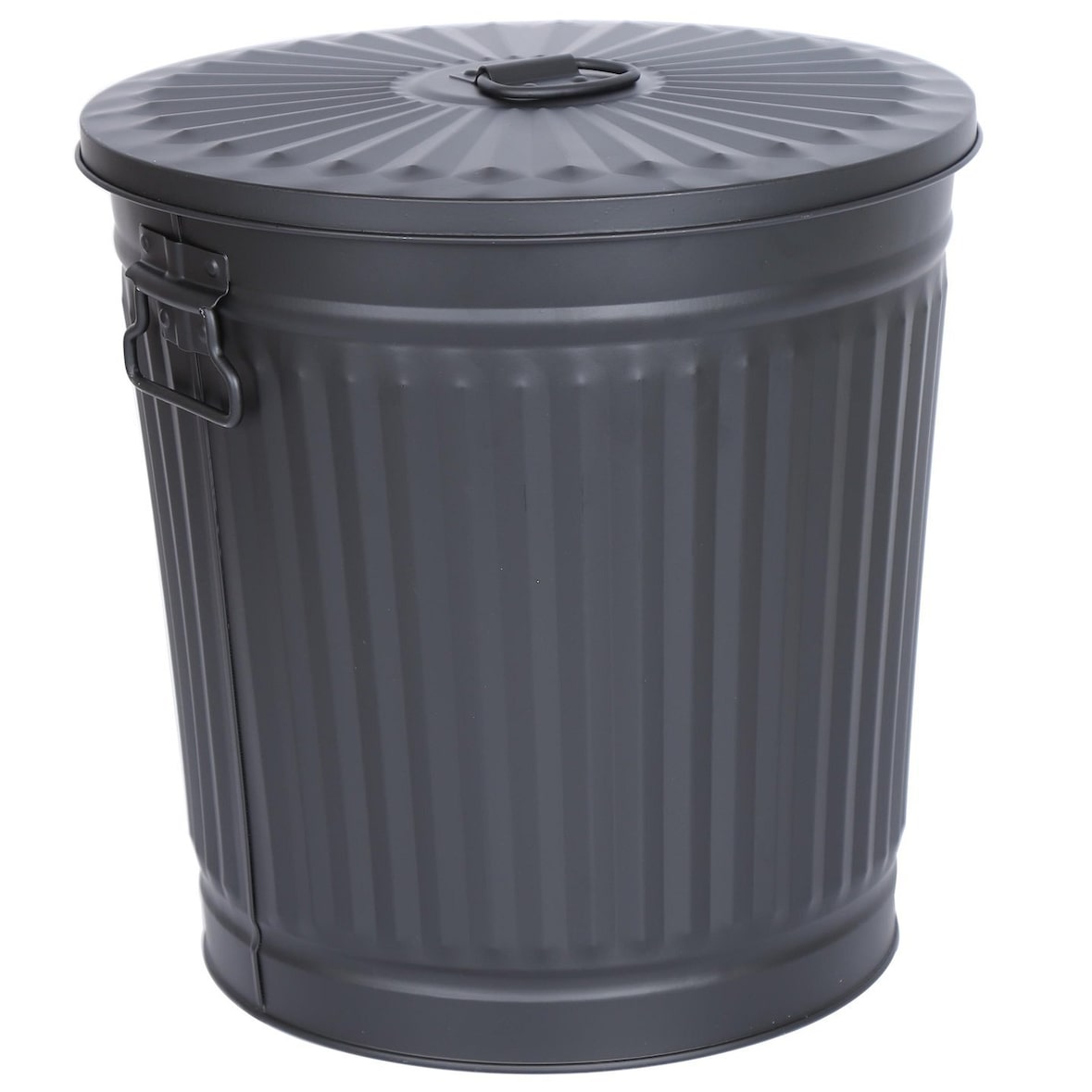 Jinfa kleiner Mülleimer mit deckel vintage Komposteimer Küche Metall retro Oscar Tonne Metalleimer schwarz klein Ø 21,5 cm - 7L