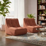 thumbnail of Lot de 2 fauteuils modulable en velours 160 x 90 x 70 cm terracotta