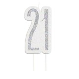 thumbnail of Kerze schwarz & silber Zahl 21