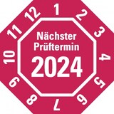 thumbnail of Aufkleber I Prüfplakette Nächster Prüftermin 2024, 8-eckig, rot, Dokumentenfolie, 30x30mm, 18/Bogen