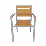 thumbnail of Terrassenstuhl Izola mit Armlehnen, Innen- und Outdorstuhl, Farbe Teak, Gestell Silber