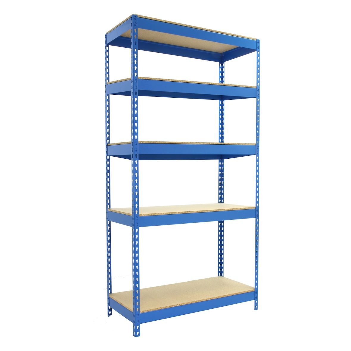 SimonRack Industrieregal, 2000x1200x450 mm, 300 kg am Biegepunkt, 5 Holzböden, Garagenregal, Blau/Holz- Bricoforte