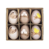 thumbnail of 6x Ostereier Kunststoffeier braun mit Motiven Kunststoff 6cm