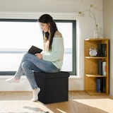 thumbnail of Relaxdays Faltbarer Sitzhocker, Sitzcube als Fußablage, Sitzwürfel aus Leinen, Deckel zum Abnehmen, 38x38x38 cm, schwarz