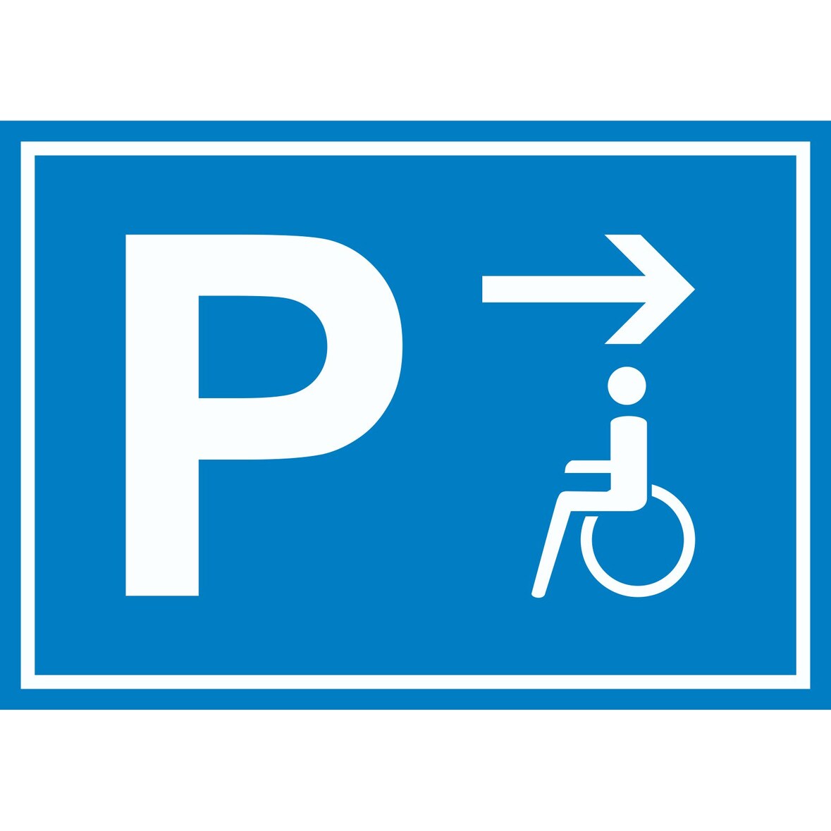 Behinderten Parkplatz Schild mit Richtungspfeil rechts waagerecht A1 (594x841mm)