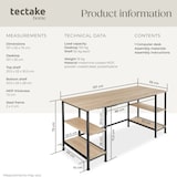 thumbnail of tectake Bureau informatique STOKE 137x55x75cm - Bois clair industriel, Chêne Sonoma - 404347