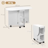 thumbnail of HOMCOM Mesa de Cozinha Dobrável com Rodas Laterais Rebatíveis e 2 Prateleiras Abertas Estilo Moderno 120x60x77 cm Branco