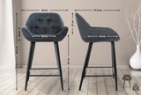 thumbnail of Décoshop26 - Set aus 2 Barhockern Hochstühlen mit gepolstertem Sitz in dunkelgrauem Stoff und schwarzem Metall 10_0004166