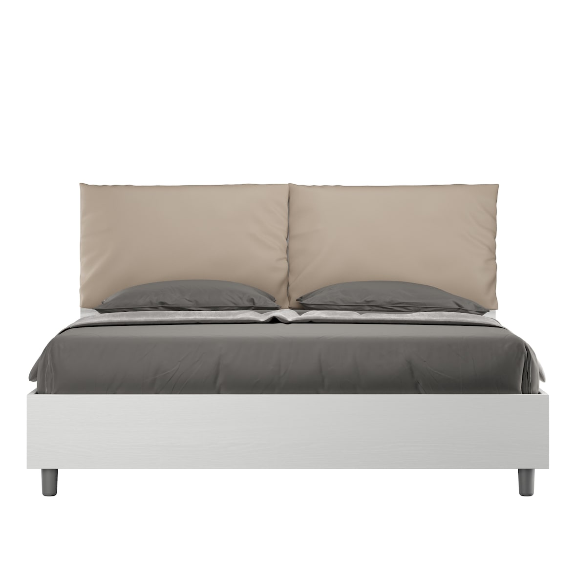 Letto Matrimoniale contenitore doppia alzata 160x190 cuscinatura similpelle tortora Egos Antea