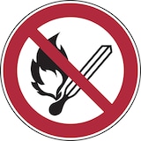thumbnail of Verbotsschild, Feuer, offenes Licht und Rauchen verboten P003 - ASR A1.3 (DIN EN ISO 7010) - 200 mm Folie selbstklebend